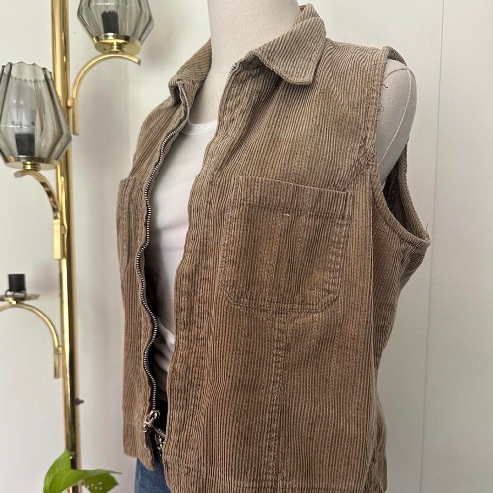 Vintage Tan with brown speckled corduroy vest